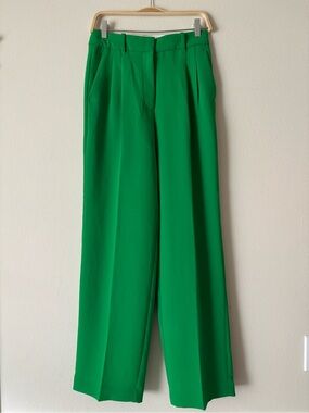 Wilfred Aritzia Effortless Pant High-Waist Wide-Leg Trousers Kelly Green Size 6